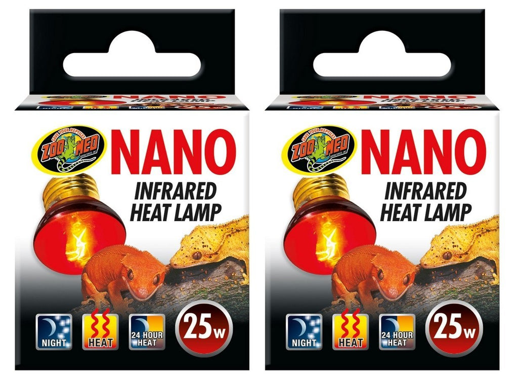 [Australia] - Zoo Med (2 Pack) Nano Infrared Heat Lamp, 25 Watt 