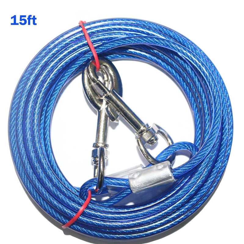 [Australia] - NEODIKO 15ft Dog Tie Out Cable, Tie-Out Cable for Pet Dogs Up to 60 Pounds Blue 