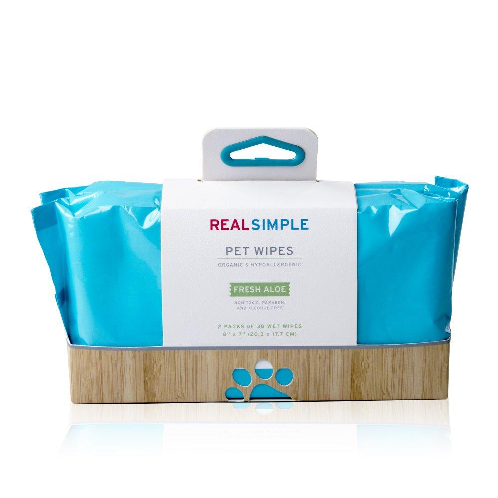 [Australia] - Real Simple Hypoallergenic Pet Wipes - 2 Packs of 30 - Dogs, Cats, Rabbits, More - Non Toxic, Paraben and Alcohol Free for Sensitive Pets Fresh Aloe 