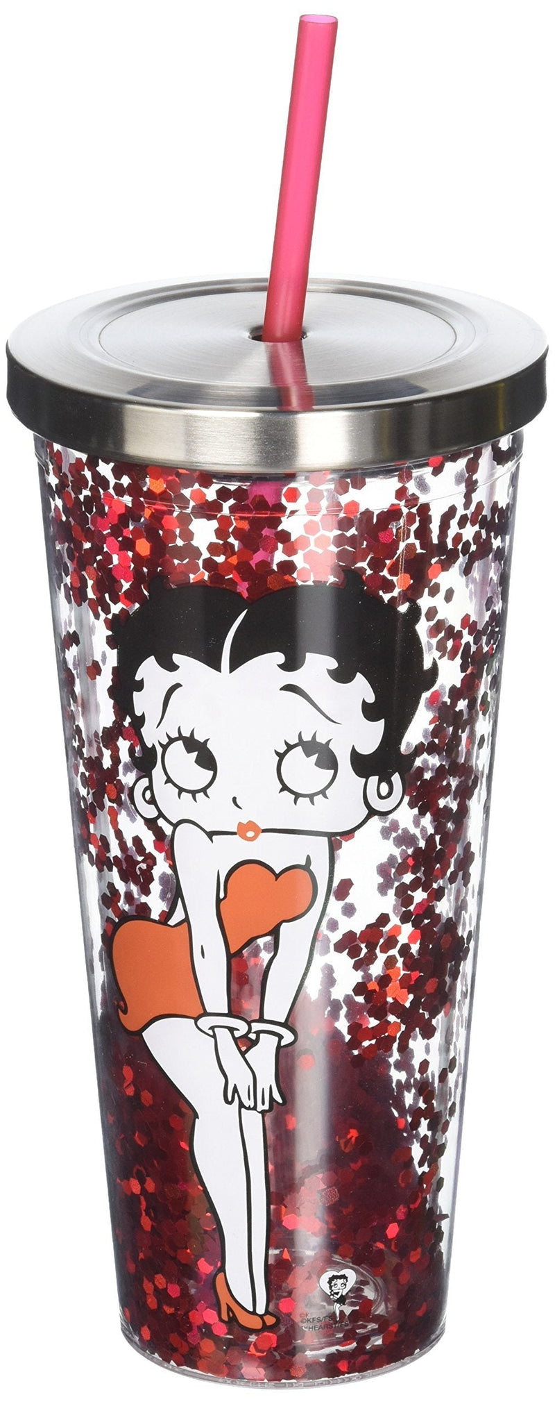 Spoontiques Betty Boop Glitter Cup with Straw - PawsPlanet Australia