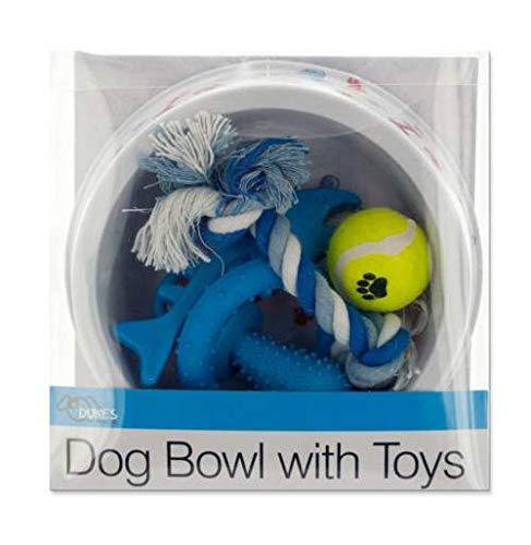 [Australia] - Kole Imports Printed Dog Bowl with Toys Set 