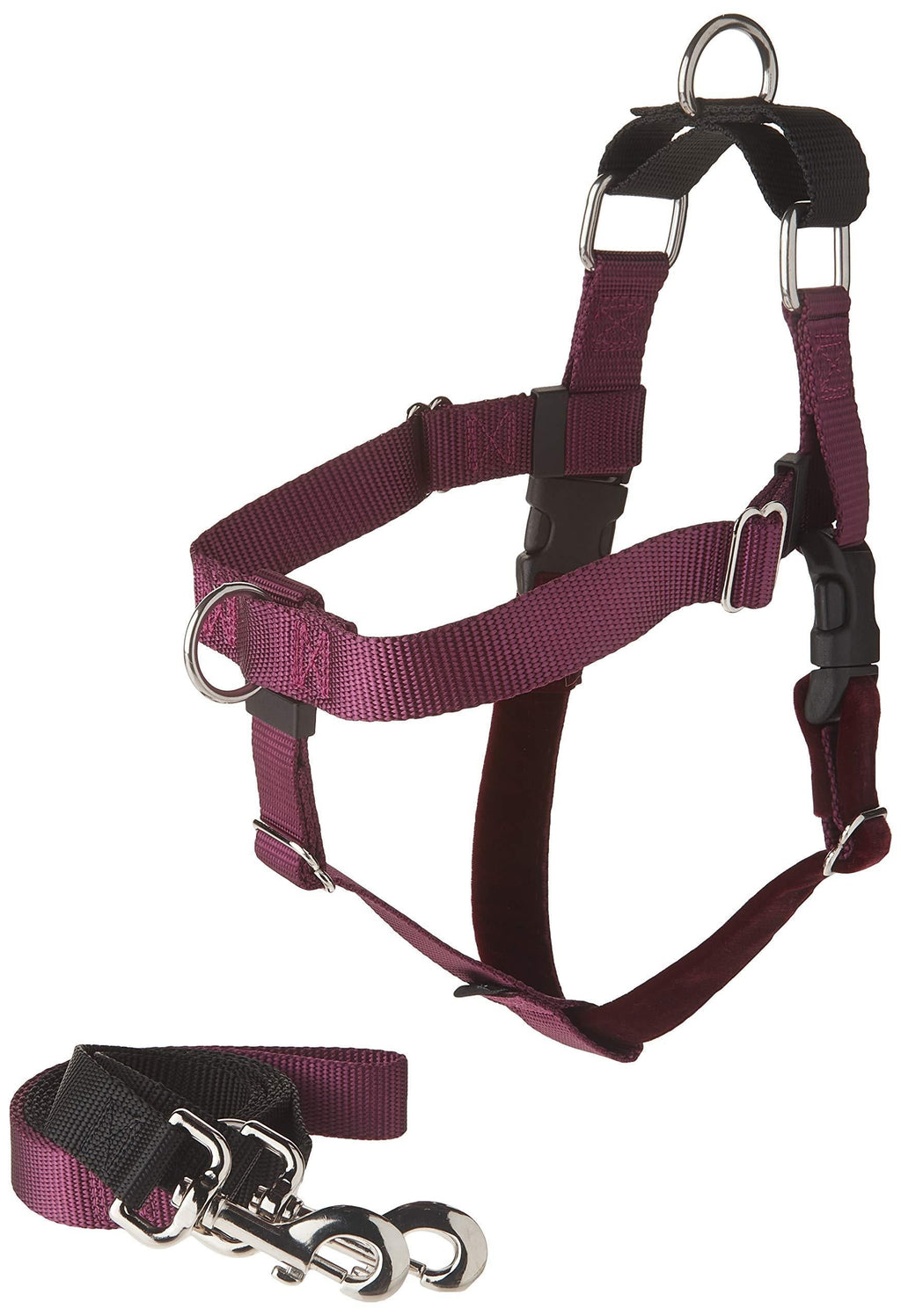 [Australia] - 2 Hounds Design Freedom No-Pull Dog Harness with Leash, Medium Burgundy 