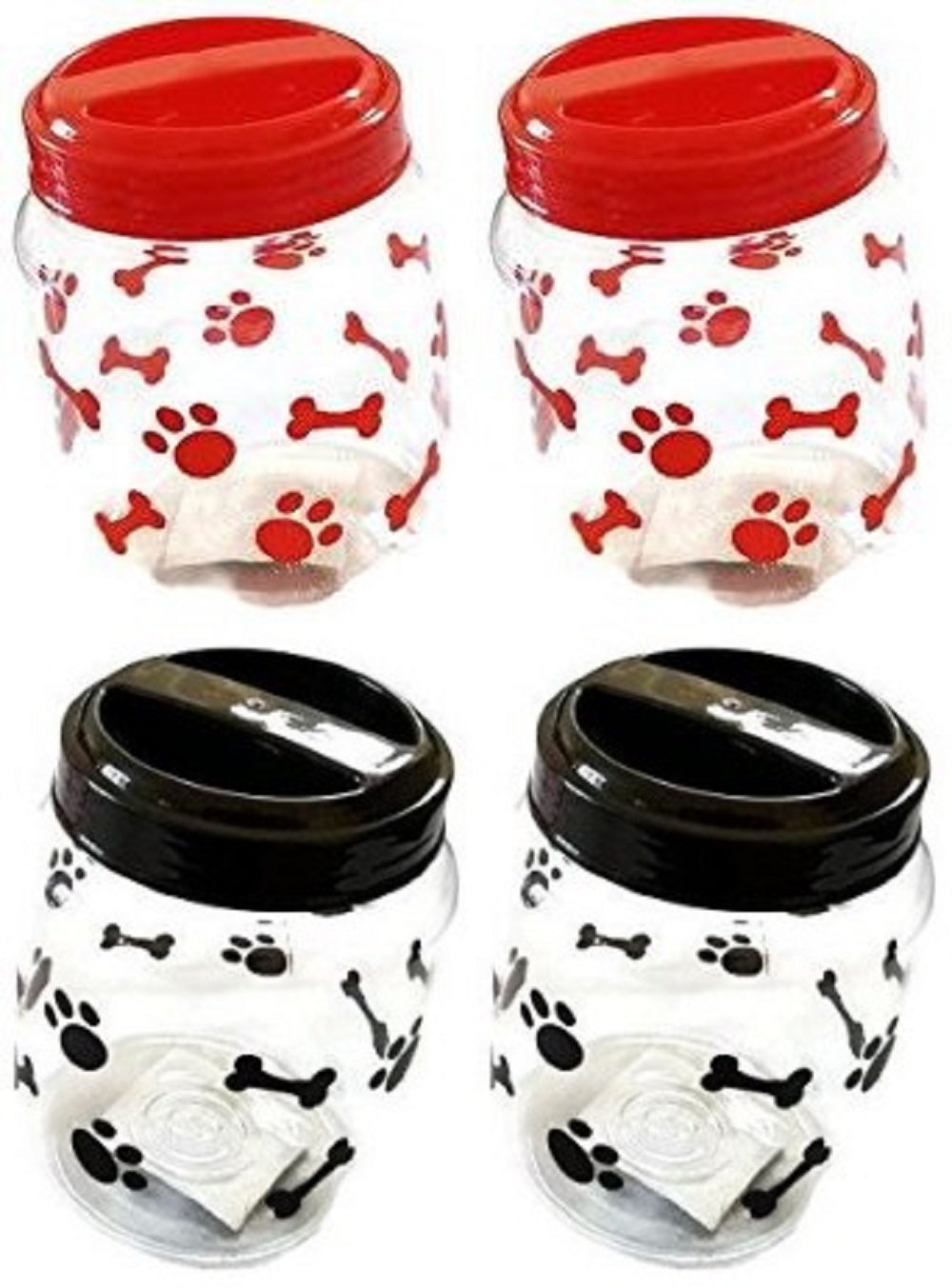[Australia] - Greenbrier Pet Food Treats Plastic Storage Jars, Paws and Bones, Dogs and Cats, 4-jar Set 