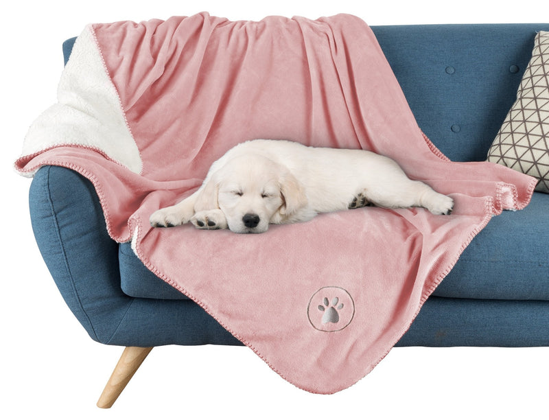 PETMAKER Waterproof Pet Blanket Collection – Reversible Throw Protects Couch, Car, Bed from Spills, Stains, or Fur, Dog and Cat Blankets Pink Large - PawsPlanet Australia