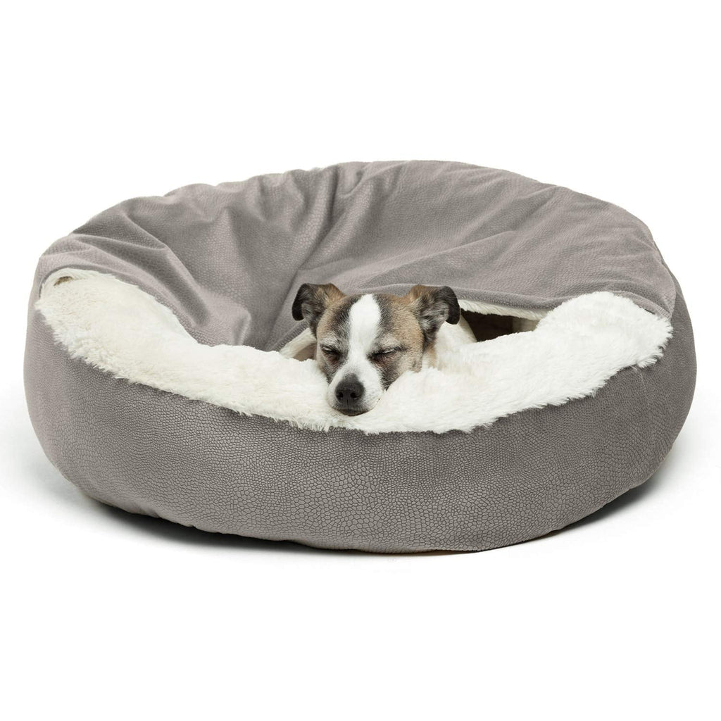 [Australia] - Best Friends by Sheri Cozy Cuddler, – Luxury Dog and Cat Bed with Blanket for Warmth and Security - Offers Head, Neck and Joint Support - Machine Washable, Water-Resistant Bottom - For Small Pets Up to 25lbs, Medium Pets Up to 35lbs Grey Ilan Standard 