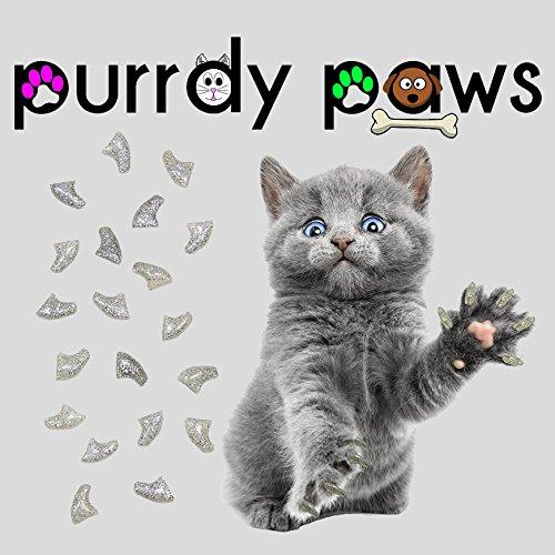 [Australia] - Purrdy Paws 40-Pack Soft Nail Caps for Cat Claws Silver Glitter Small 