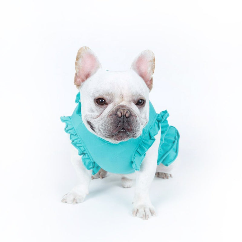 Oralpart Pet Embroider Skirt with Ruff Dog Dress T-Shirt Polo Clothes (FB, Green) FB - PawsPlanet Australia