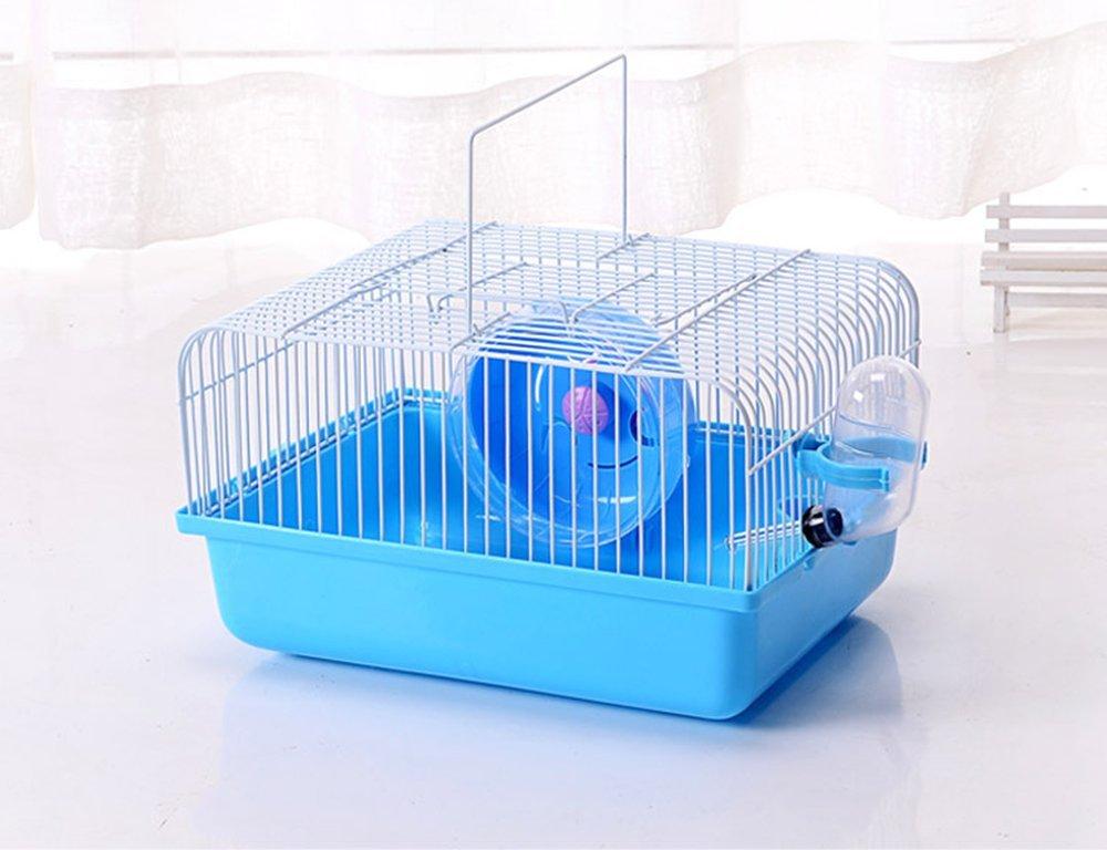 Misyue Hamster Cage Portable Carrier Hamster Carry Case Cage with Water Bottle&Wheels&Food Feeder Travemster Small Animals (Blue) - PawsPlanet Australia