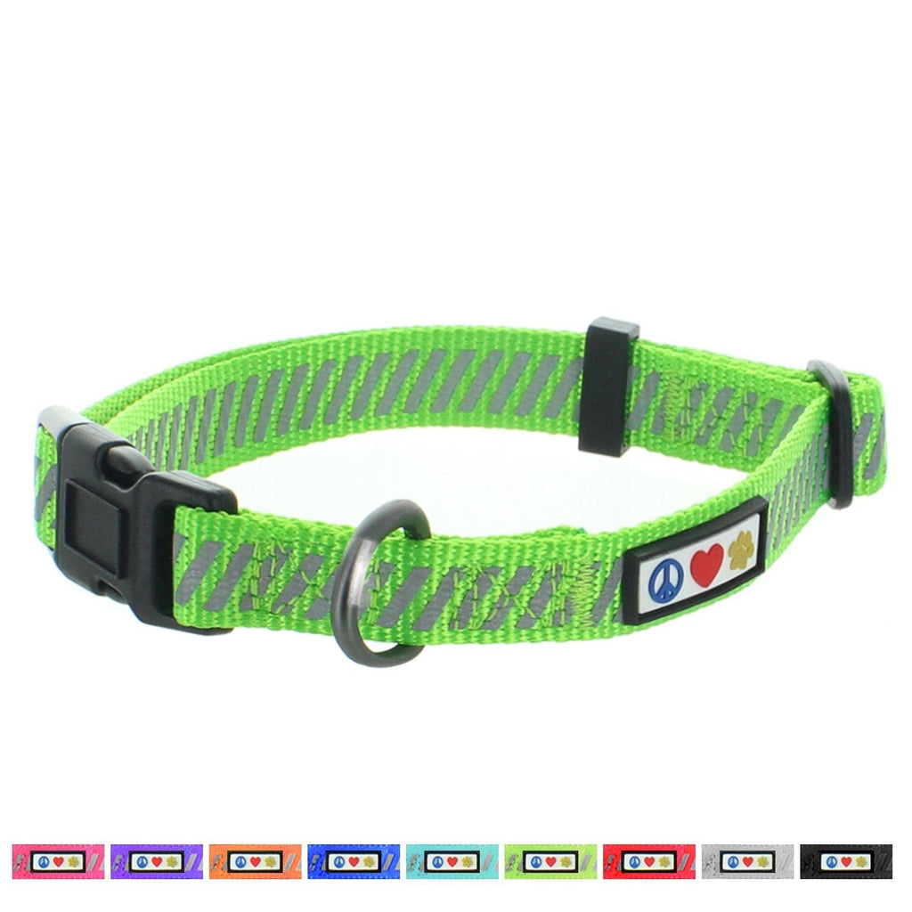 [Australia] - Pawtitas Traffic Reflective Dog Collar Collection for Small Dog Puppy | Highly Reflective Dog Collar & Adjustable Neck Collar| Ideal Dog Collar for Small and Extra Small Dog Extra Small ( XS) Green 
