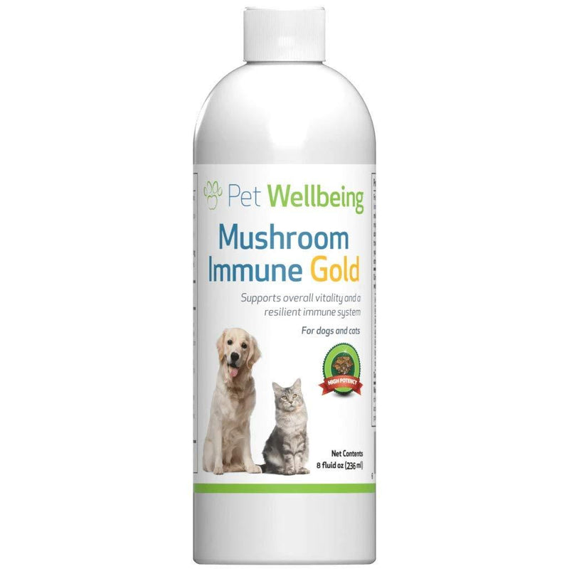 Pet Wellbeing Mushroom Immune Gold - Potent Complementary, Alternative Health Support For Immunocompromised Dogs And Cats - 8oz - PawsPlanet Australia