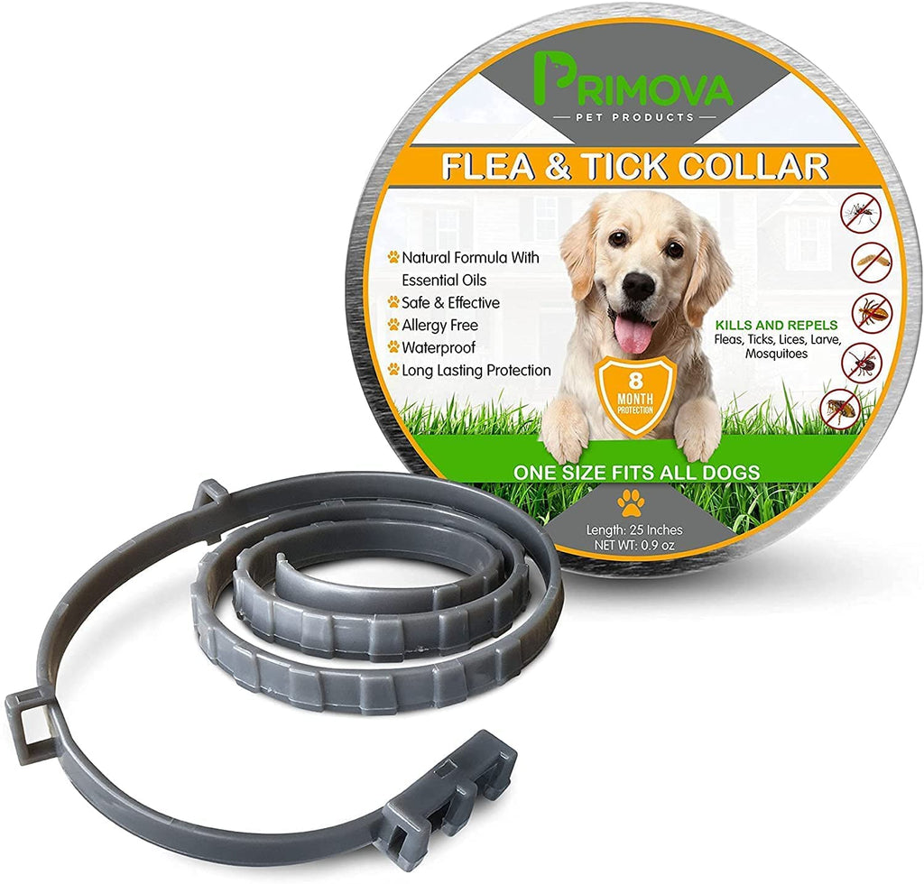 Primova Pet Products - Flea and Tick Dog Collar with Flea Comb, Adjustable Waterproof Puppy Collar, Naturally Formulated with Essential Oil - PawsPlanet Australia