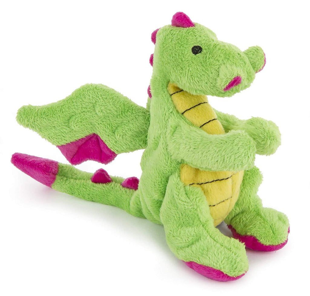 [Australia] - goDog Dragons with Chew Guard Technology Plush Squeaker Dog Toy, Bright Green and Pink, Small (70640) 