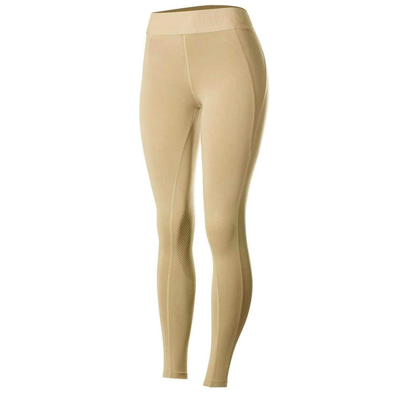 HORZE Elsa Women's Silicone Knee Patch Tights, Tummy Control Compression Leggings for Horse Riding & Performance Sports | Tan 26 - PawsPlanet Australia