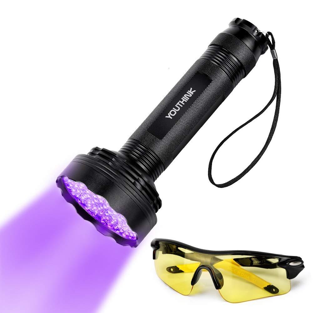 Youthink Uv Flashlight Black Light, Uv Flashlight Detector With Glasses To Detect Urine Stains Of Scorpion Dogs And Cats (100 Led New Version) - PawsPlanet Australia