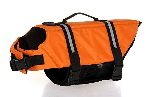 [Australia] - eBasics Dog Life Jacket Swimming Vest Swimsuit with Reflective Strips, Adjustable Belt Life Preserver Buoyancy Aid Flotation Suit for Extra Small Medium Large Puppy Doggy Dogs XS: chest girth 12-15in, weight 5.1-8.5lbs Orange 