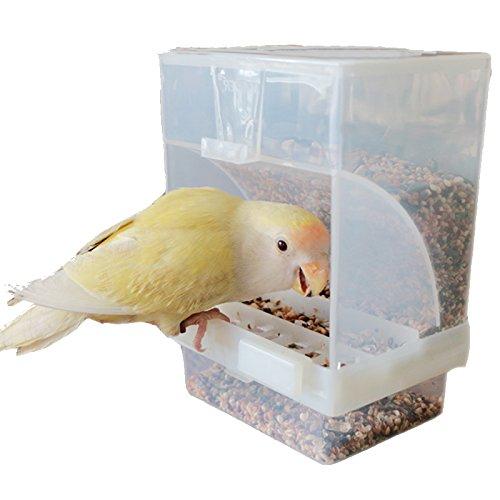pranovo Parrot Integrated Automatic Bird Feeder No Mess Pet Feeder Seed Food Container Perch Cage Accessories for Budgerigar Canary Cockatiel Finch Parakeet Green Cheek Conures Parrotlets Lovebirds Small - PawsPlanet Australia