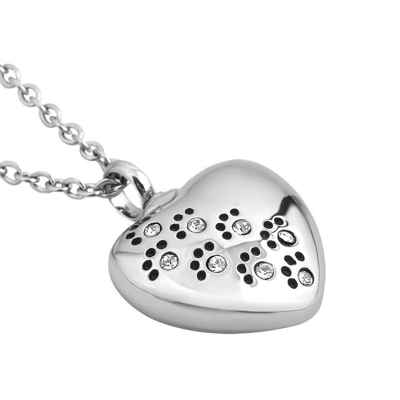 [Australia] - Sug Jasmin Cremation Heart Urn Necklace for Pet Ashes Dog Memorial Pendant Keepsake Jewelry White 
