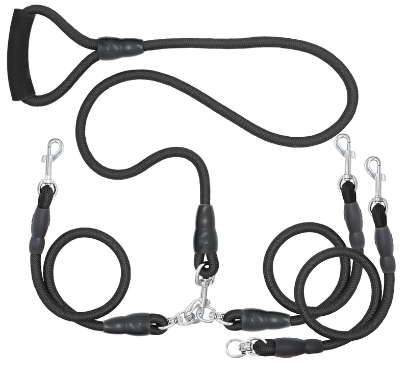 3 in 1 Dog Leash Heavy Duty Multiple Dog Leash for 2 / 3 Dogs Triple Dog Leash Double Dog Leash,360°Swivel No Tangle,2-Way & 3-Way Interchangeable Three Dog Leash with Hand-Protected Handle for 2 / 3 Dogs Black leash for large/medium dogs - PawsPlanet Australia