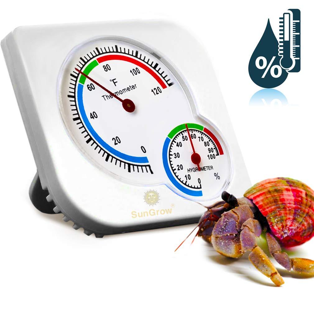 [Australia] - SunGrow Hermit Crab Humidity and Temperature Meter, 3x1 Inch, Analog Gauge for Accurate Readings, Measures in Fahrenheit and Percent, Dual Thermometer and Hygrometer for Terrariums 