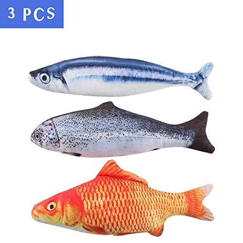 [Australia] - MAXXV Catnip Fish Toys for Cats - North American Organic Catnip - 3PCS Catnip Toys for Cats - 11.5" Simulation Fish Plush Cat Interactive Toys - Cat Toy for Kittens and Adults Saury + Salmon + Crucian Carp 