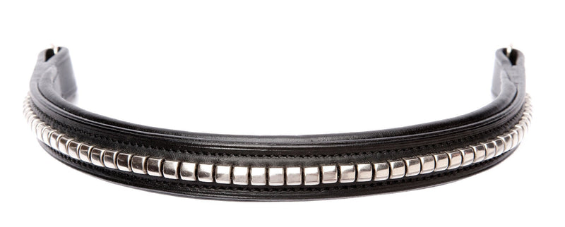 Cwell Equine Browband Silver Clincher hand made Black/Brown (FULL 16", BLACK) FULL 16" - PawsPlanet Australia