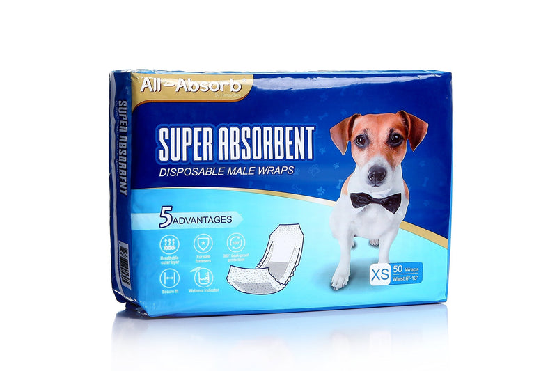 [Australia] - All-Absorb Male Dog Wrap, 50 Count Extra Small 