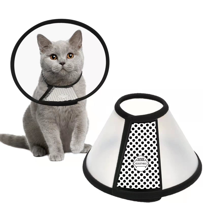 Depets Adjustable Recovery Pet Cone E-Collar for Cats Puppy Rabbit, Plastic Elizabeth Protective Collar Wound Healing Practical Neck Cover M (Neck: 8.6-9.8 IN) - PawsPlanet Australia