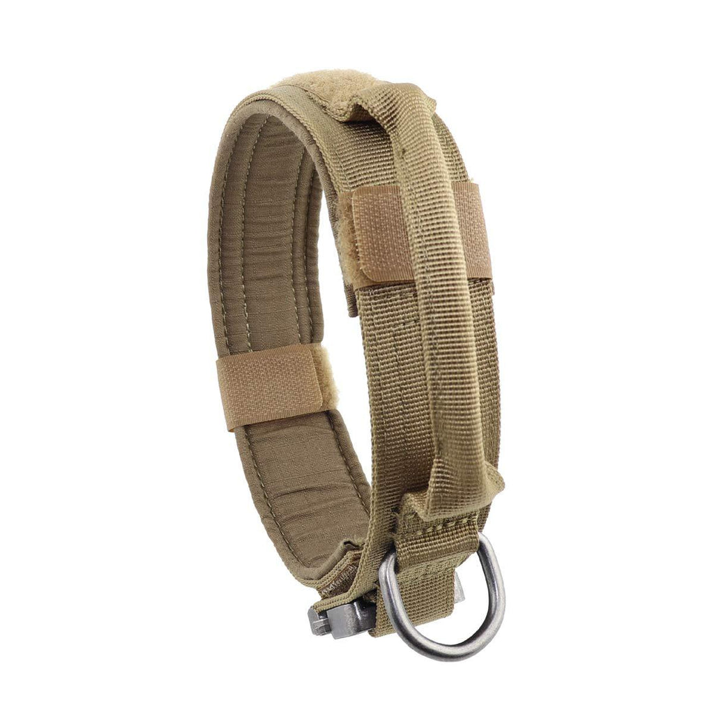 [Australia] - Yunlep Adjustable Tactical Dog Collar Military Nylon Heavy Duty Metal Buckle with Control Handle for Dog Training,1.5" Width L Coyote Brown 