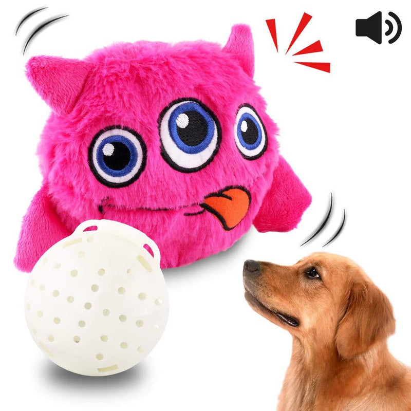 [Australia] - Petbobi Upgrade Interactive Dog Toy Bouncing Giggle Ball Sounds Monster Plush Puppy Toy Squeaky Shaking Vibrating Automatic Moving Excise Dog Safe Electronic Motorized for Pets, Pink 