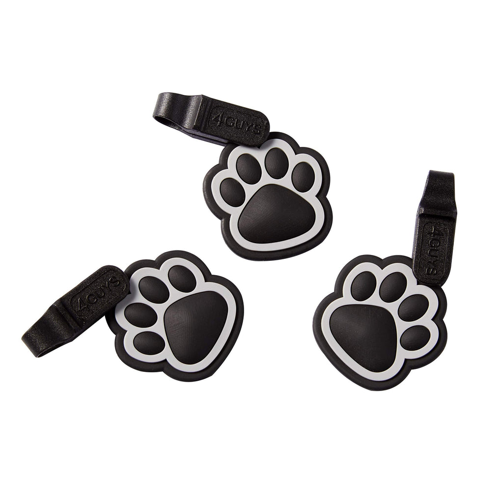 [Australia] - 4GUYS Pet ID Tag 3-Pack with Easy Change Connector EZ Clip for Personalized ID Tag for Silence Use Fits Dogs and Cats and Requires No Tools Great for Keys Kids Backpacks and School Bags Black/Paw 