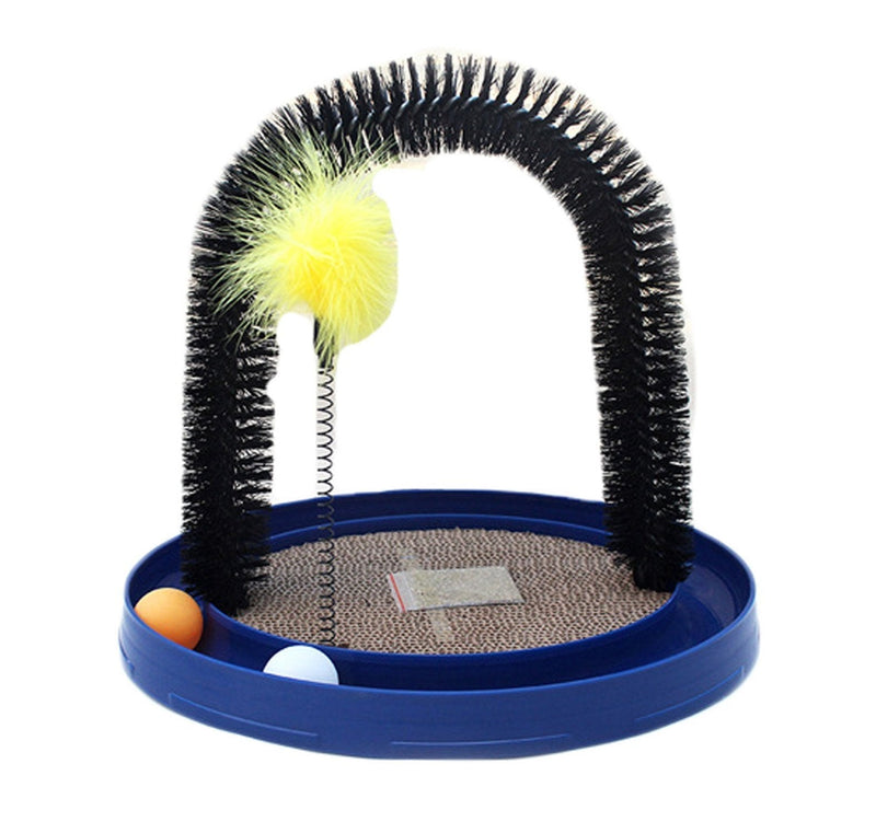 [Australia] - Donhouse Arch Cat Groom Self Grooming Cat Toy Cat Self Groomer, Massager and Cat Scratcher with Scratch Pad and Catnip,4 in 1 Interactive Kitten Toys for Training,Exercising,Playing Blue 