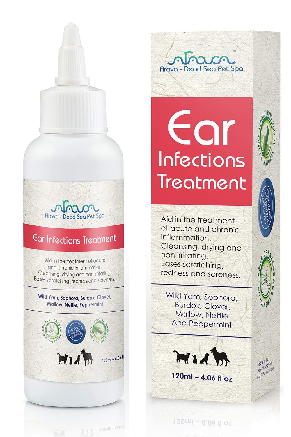 Arava Dog Ear Infection Treatment - First Aid in Acute & Chronic Inflammations - Anti Yeast Anti Itch Effective Ear Cleaner - Pet Otic Ear Care Solution - PawsPlanet Australia