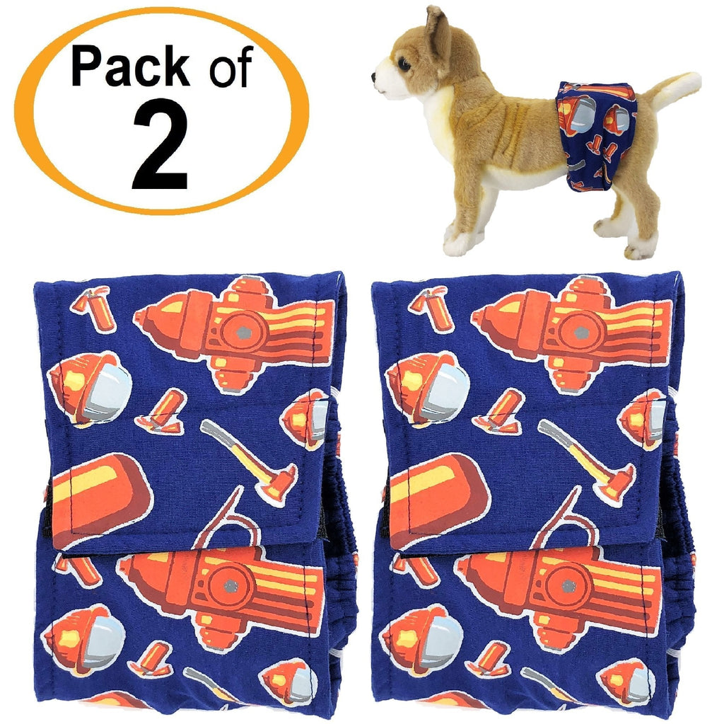 [Australia] - FunnyDogClothes Pack - 2pcs Washable Male Dog Diapers Belly Band Wrap Cotton Waterproof Leak Proof for Small Pet M: Waist 12" - 16" 