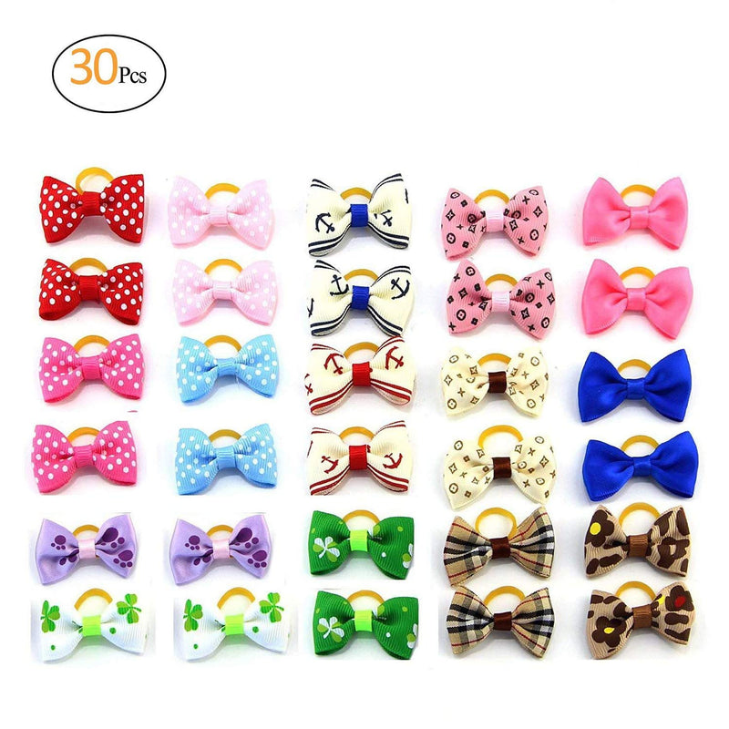 Sporting Style Pet's Fashion 30pcs/15 Pairs Pet Hair Bows with Rubber Bands-Dog Hair Accessories for Dogs and Cats - PawsPlanet Australia