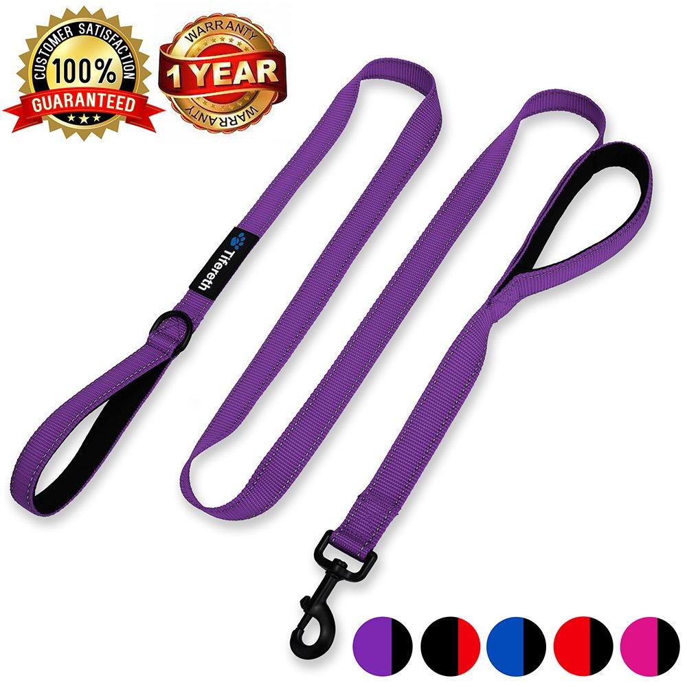 [Australia] - Tifereth 2-Medium Two-Double Handle Dog-Leash - Heavy Duty 6ft Foot Big Durable Nylon Padded Traffic Handle Leash for Medium to Large Dogs purple 