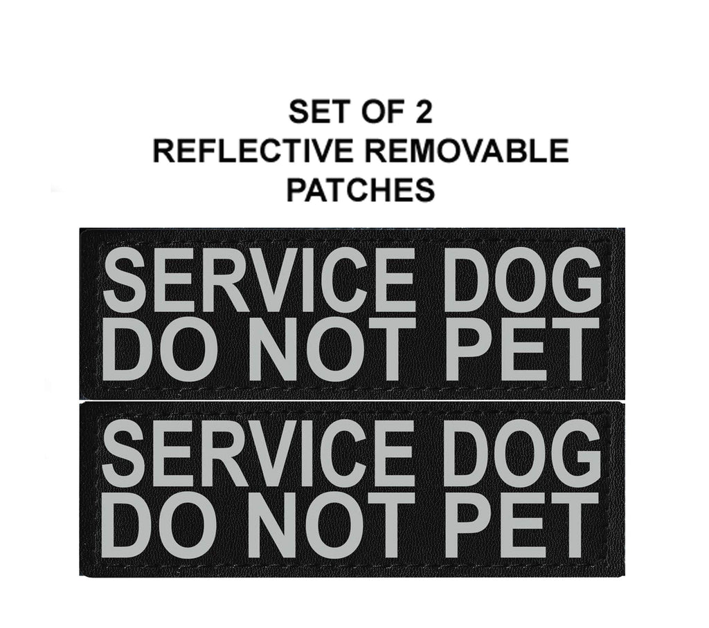 [Australia] - Doggie Stylz Set of 2 Reflective Service Dog DO NOT PET Removable Patches for Service Dog Harnesses & Vests. Large 6" X 2" 