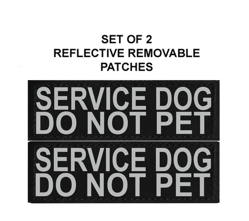 [Australia] - Doggie Stylz Set of 2 Reflective Service Dog DO NOT PET Removable Patches for Service Dog Harnesses & Vests. Large 6" X 2" 