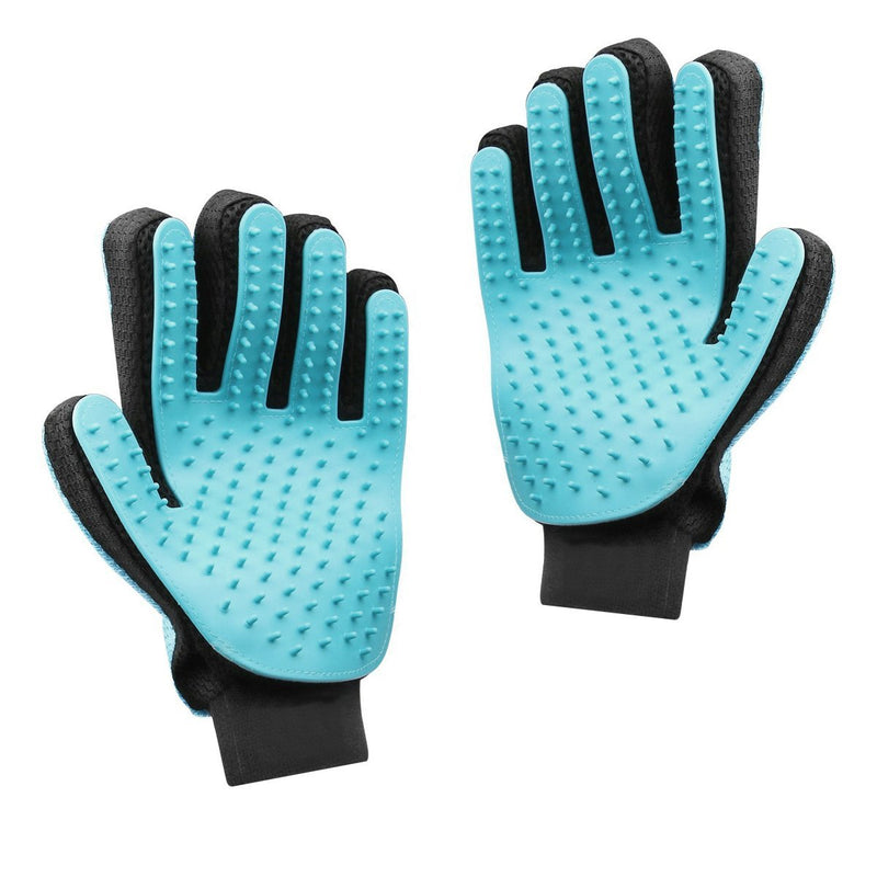 [Australia] - GES Pet Grooming Glove, Set of 2 Deshedding Brush Glove, Hair Remover Brush Efficient Pet Hair Remover Mitt, Deshedding Tool for Cats Dogs with Left and Right Hand Light Blue 