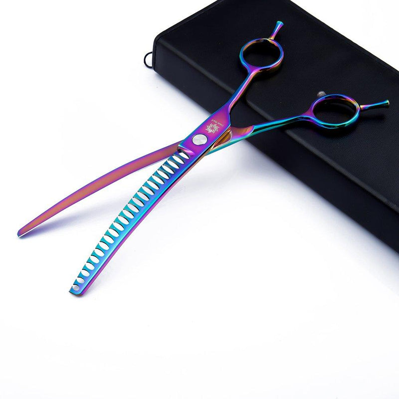 6.5"/8.0'' Professional Chunker Shear Twin Tail Downward Curved Pet Grooming Thinning/Blending Scissors Dog&cat Grooming Chunkers Shear 8 inches - PawsPlanet Australia