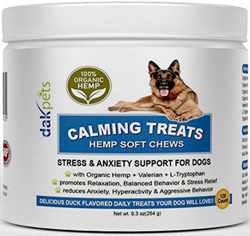 DakPets Hemp Calming Treats for Dogs - Made in USA w/Hemp Oil - Dog Anxiety Relief - Natural Separation Aid - Stress Relief - Fireworks - Storms - Barking 120 Soft Chews - PawsPlanet Australia