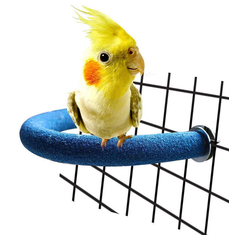 Rypet Parrot Perch Rough-surfaced - Quartz Sands Bird Cage Perches for Small Parakeets Cockatiels, Conures, Macaws, Parrots, Love Birds, Finches Cages Toy, U Shape Bird perch(Blue) - PawsPlanet Australia