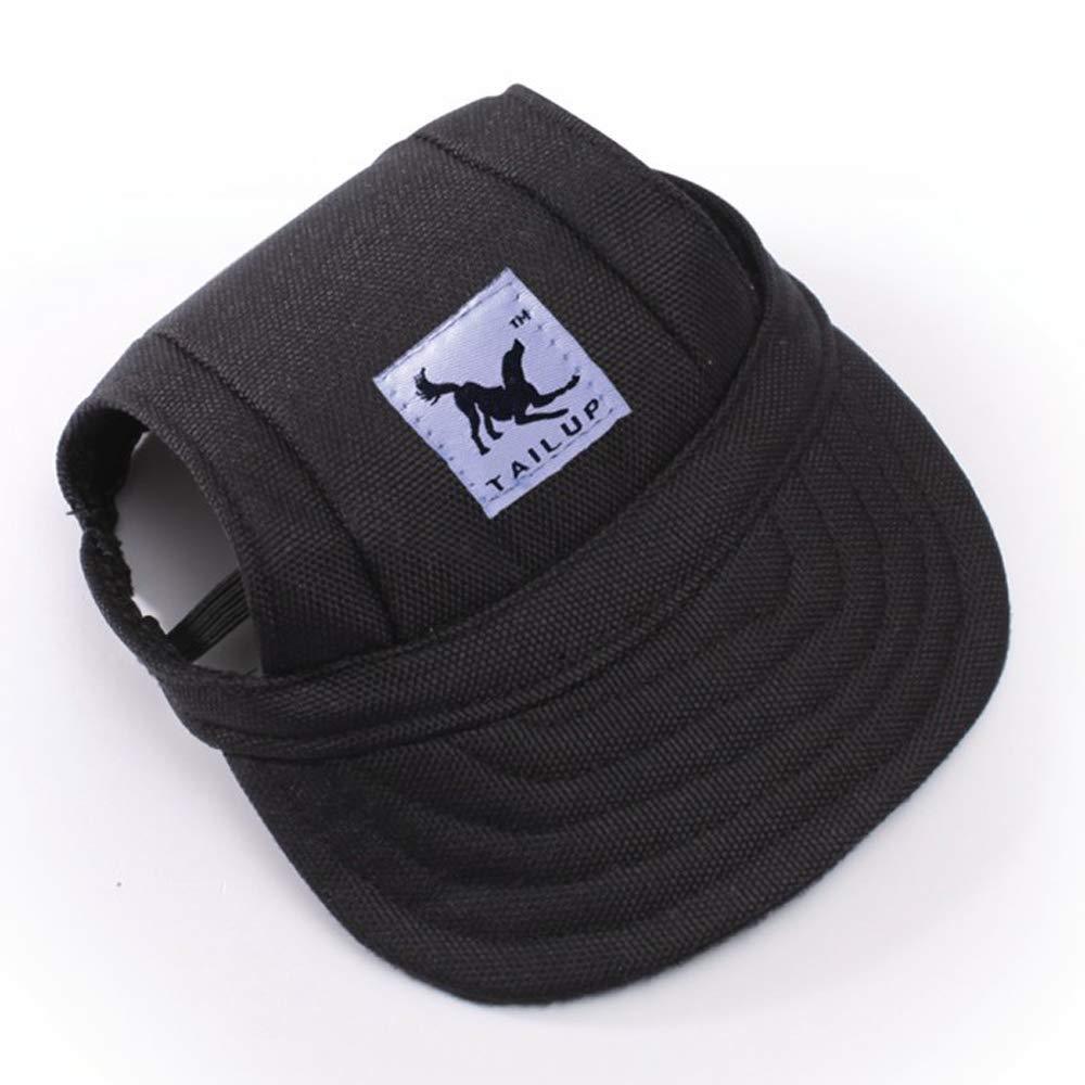 [Australia] - leconpet Baseball Caps Hats with Neck Strap Adjustable Comfortable Ear Holes for Small Medium and Large Dogs in Ourdoor Sun Protection S Black 