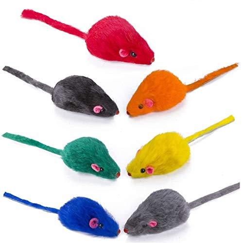 Yangbaga Real Fur Mice Rattle 14 Pack, Cat Toys Rainbow Mice Rabbit Feather for Cats and Kittens 14 pcs rainbow mices - PawsPlanet Australia