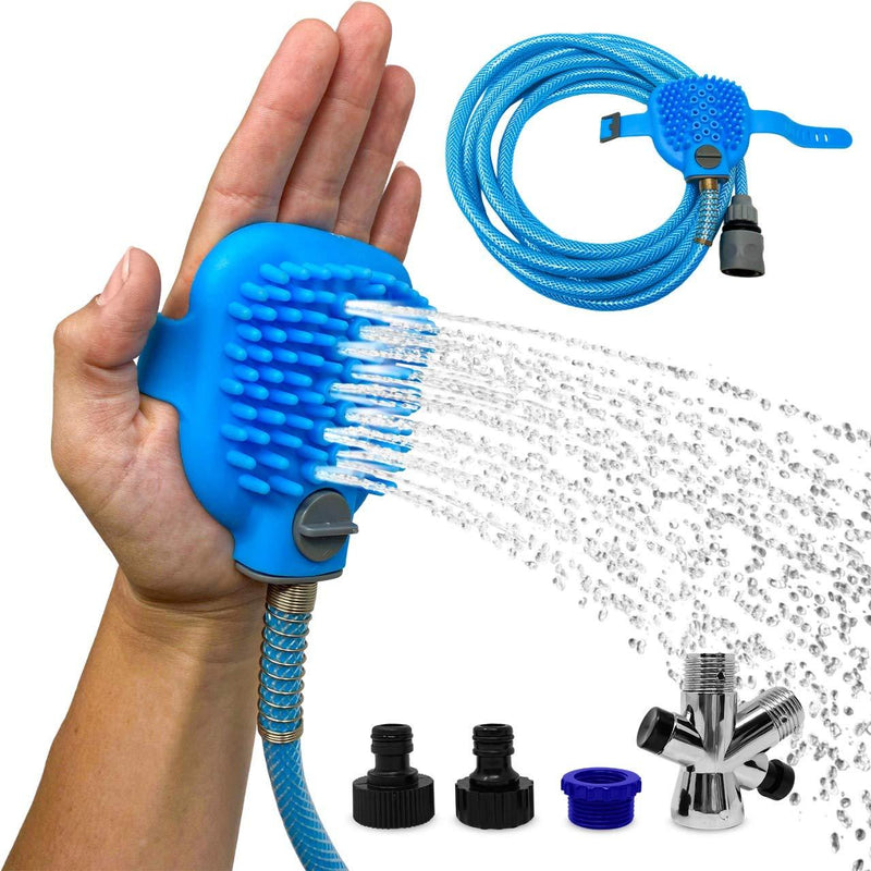 wantedstuff Pet Bathing Tool | Pet Shower Sprayer – Pet Scrubber and Dog Shower Sprayer Attachment Set for Pet Bathing and Dog Washing - Dog Shower Sprayer & Scrubber in-One 7feet - PawsPlanet Australia