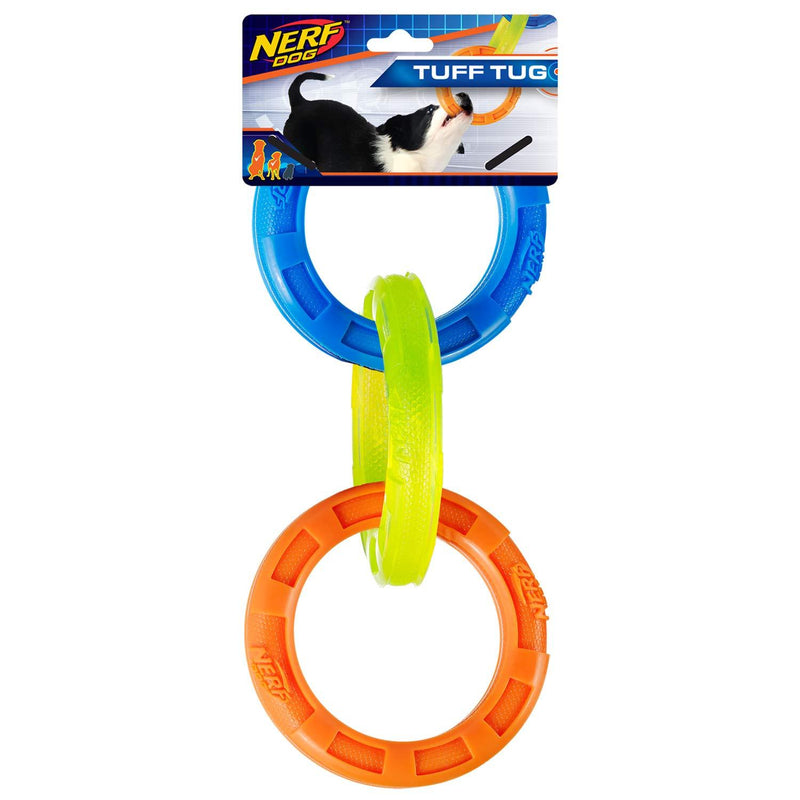 [Australia] - Nerf Dog Multi-Ring TPR Tuff Tug Dog Toys One-Size-for-Most Blue/Green/Orange 