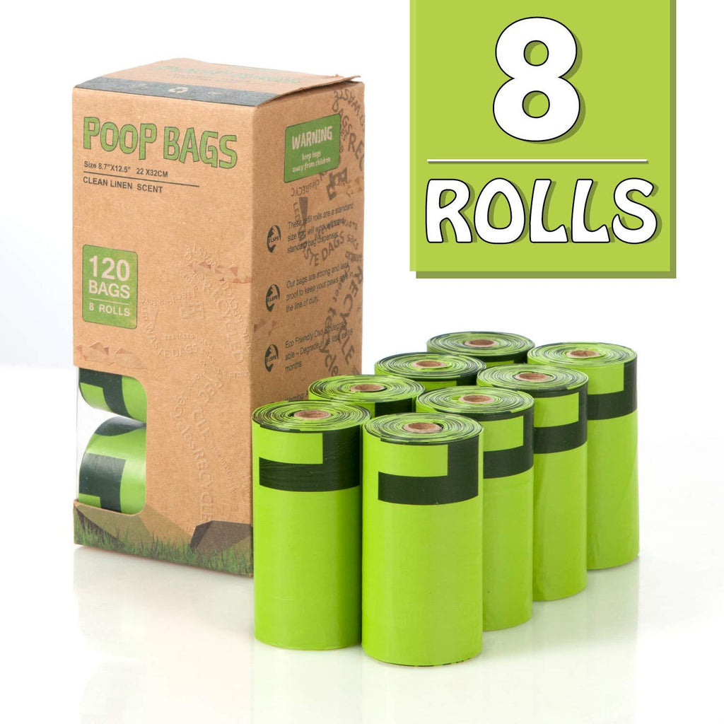 [Australia] - Pet Poop Bags, Dog Waste Bags Eco-Friendly Poop Bags UnScented 14um Extra Thick Leak-Proof Poop Bags 12.5 x 8.7 in 8-rolls Green 
