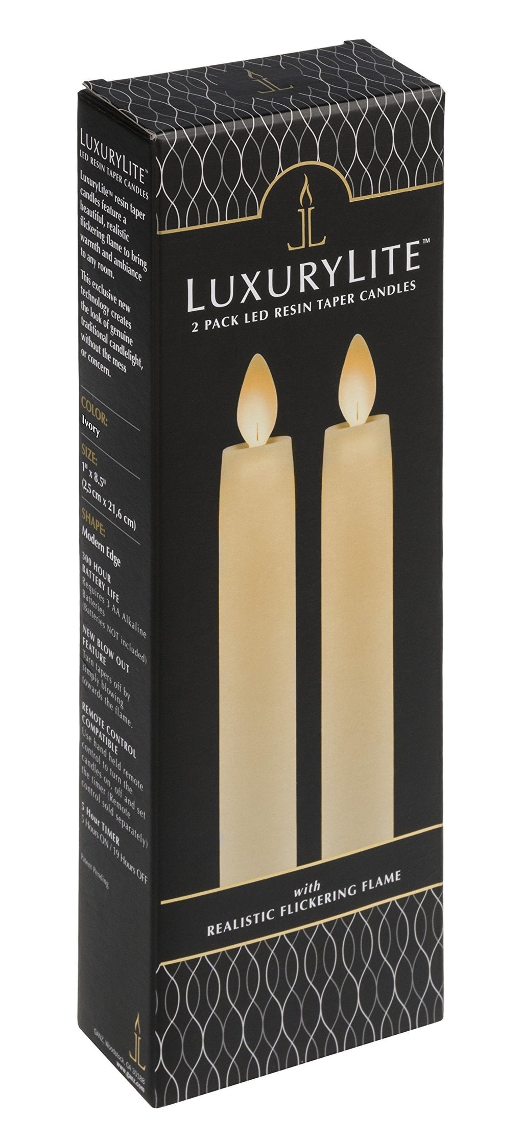 Ganz Remote Ready With Blow-Out Soft Ivory 1 x 8.5 Resin LED Taper Candles, Set of 2 - PawsPlanet Australia