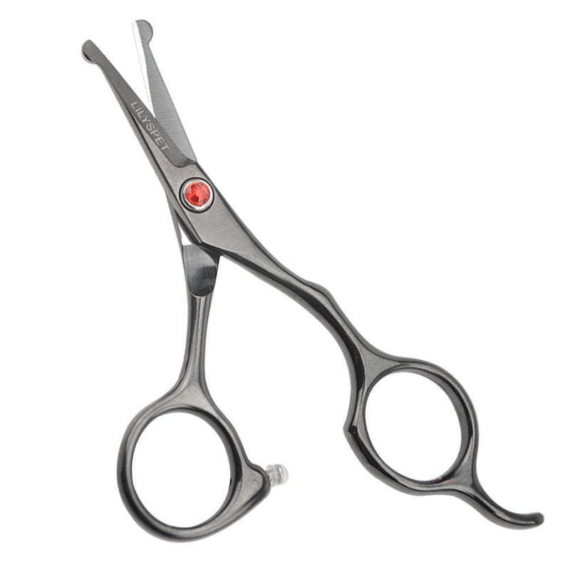 LILYS PET 5.0" Right-Handed Round-Tip Pet Grooming Scissors, Stainless Steel Small Ball Tip for Nose Hair,Ear Hair,Face Hair,Paw Hair for Dogs and Cats… Black - PawsPlanet Australia