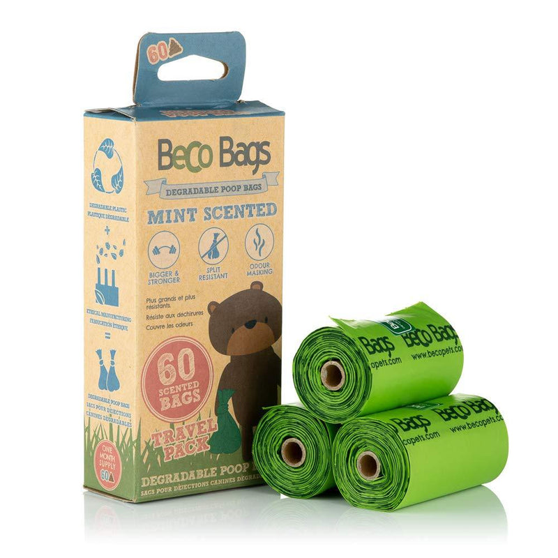 [Australia] - Beco Bags, Eco-Friendly Dog Waste Bags, 60 Extra Thick and Strong Poop Bags for Dogs Travel Pack (60 Bags) 
