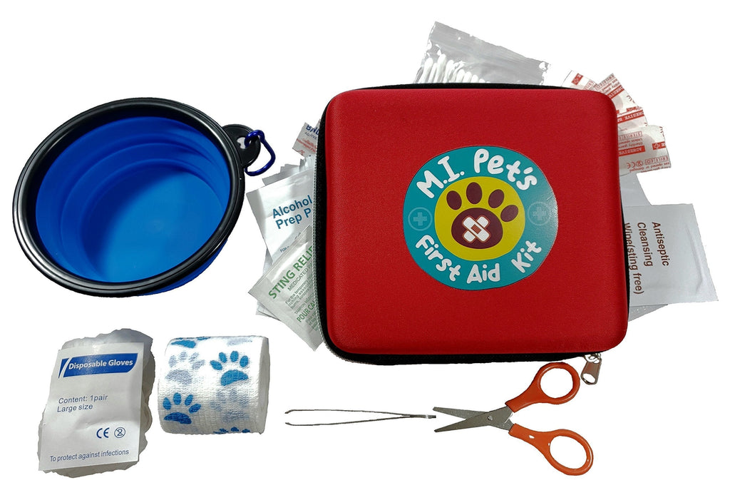 [Australia] - M.I. Pet's - 76 Piece Pet First Aid Kit with a Collapsible Food or Water Bowl 